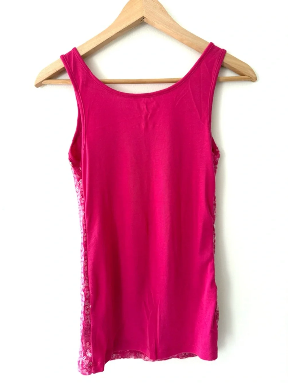 Old Navy Sequin Tank Top Fuchsia Sparkle Shell Party NYE Glam Disco Y2K Small - Picture 2 of 11